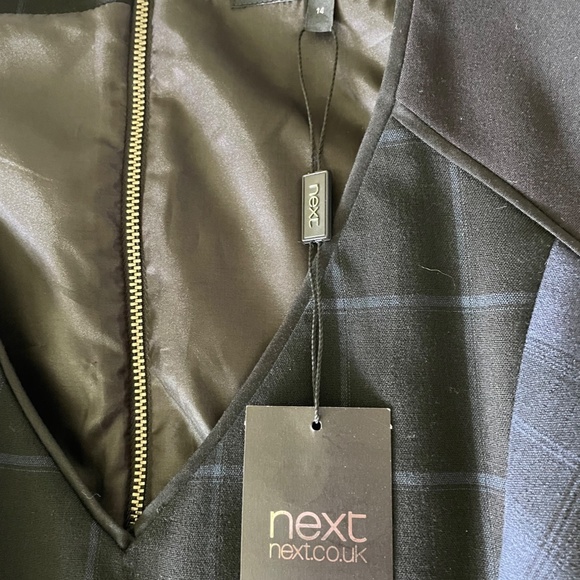 Next UK Women's Navy Tartan Pinafore Dress - Picture 2 of 5